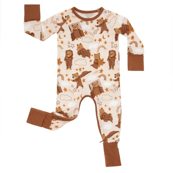 Little Sleepies Kids Unisex Onesie Beary Sleepy Crescent Zippy. Size: 12-18 Mos. - Picture 6 of 11